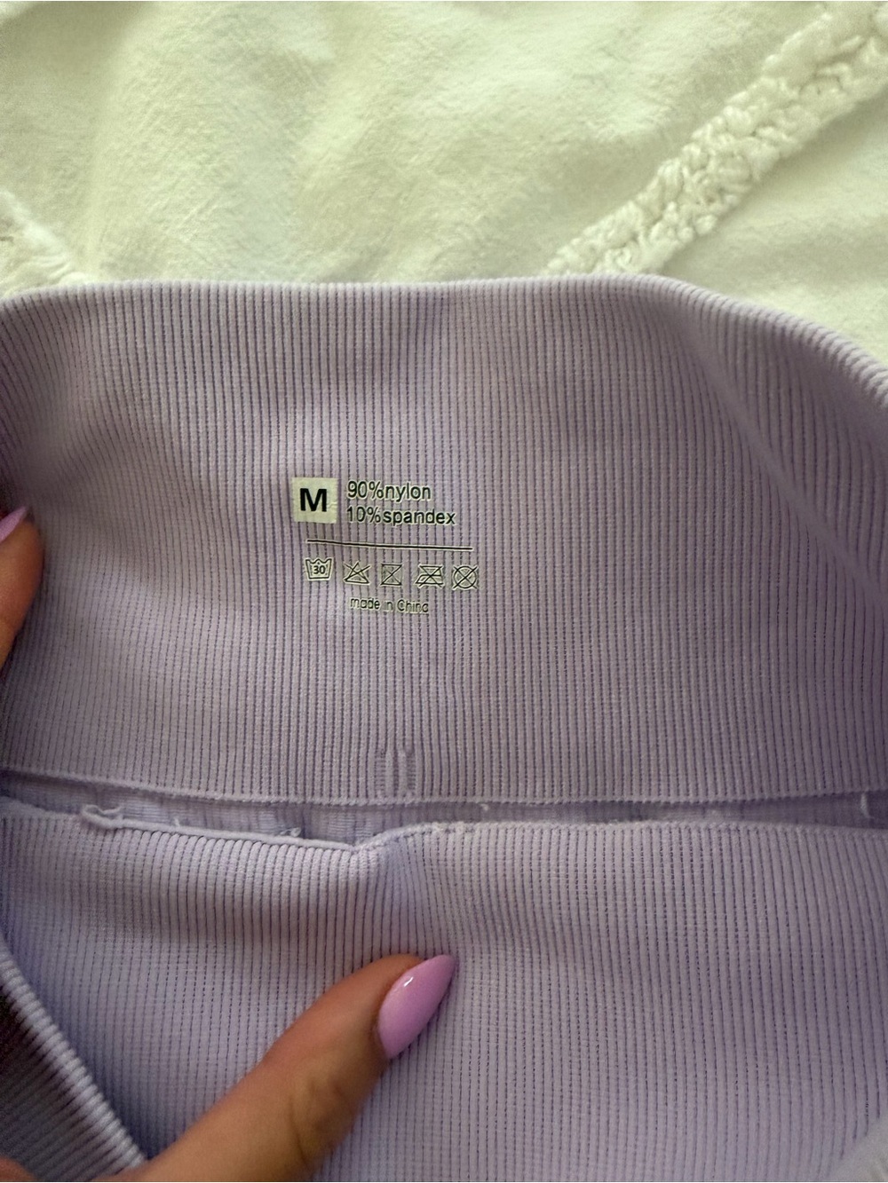Amazon Women's Ribbed High-Waist Athletic Shorts - Lavender - Picture 2 of 2